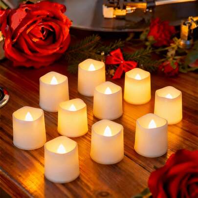 12pcs Flameless Wishing Candles, Flameless Electric Fake Candles, Battery Powered LED Tea Lights With Warm White Light, Suitable For Wedding, Outdoor, Tabletop Decor And Romantic Gifts - Ideal For Holiday, Party Decoration