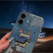 Funda TPU Transparente perro lindo cartoon divertido Para el  17 16 15 14 13 12 11 X XS Pro Max 8 7 6 Plus SE caso marco suave - transparente - Ver 3
