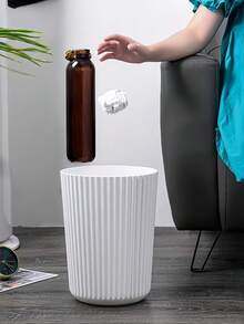 Plastic Trash Can Waterproof Striped Trash Bin For Storing Fruit Peel And Paper Scraps Stain Resistant Waste Basket Durable Garbage Storage Bucket For Women Men For Offices Dorm Bedrooms Kitchens Bathrooms And Living Rooms Waste Container Bathroom Kitchen Accessory Home Decor Essentials Room Decor - Multicolor - View 6