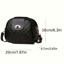 1PCS Quilted Crossbody Bag With Adjustable Strap And Turn Lock Closure, Compact Casual Organizer For Everyday Travel Evening - 黑色 - 查看 8