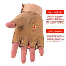 Half Finger Tactical Gloves For Men, Outdoor Cycling Sports Anti-Slip Durable Climbing Fitness - Black - View 4