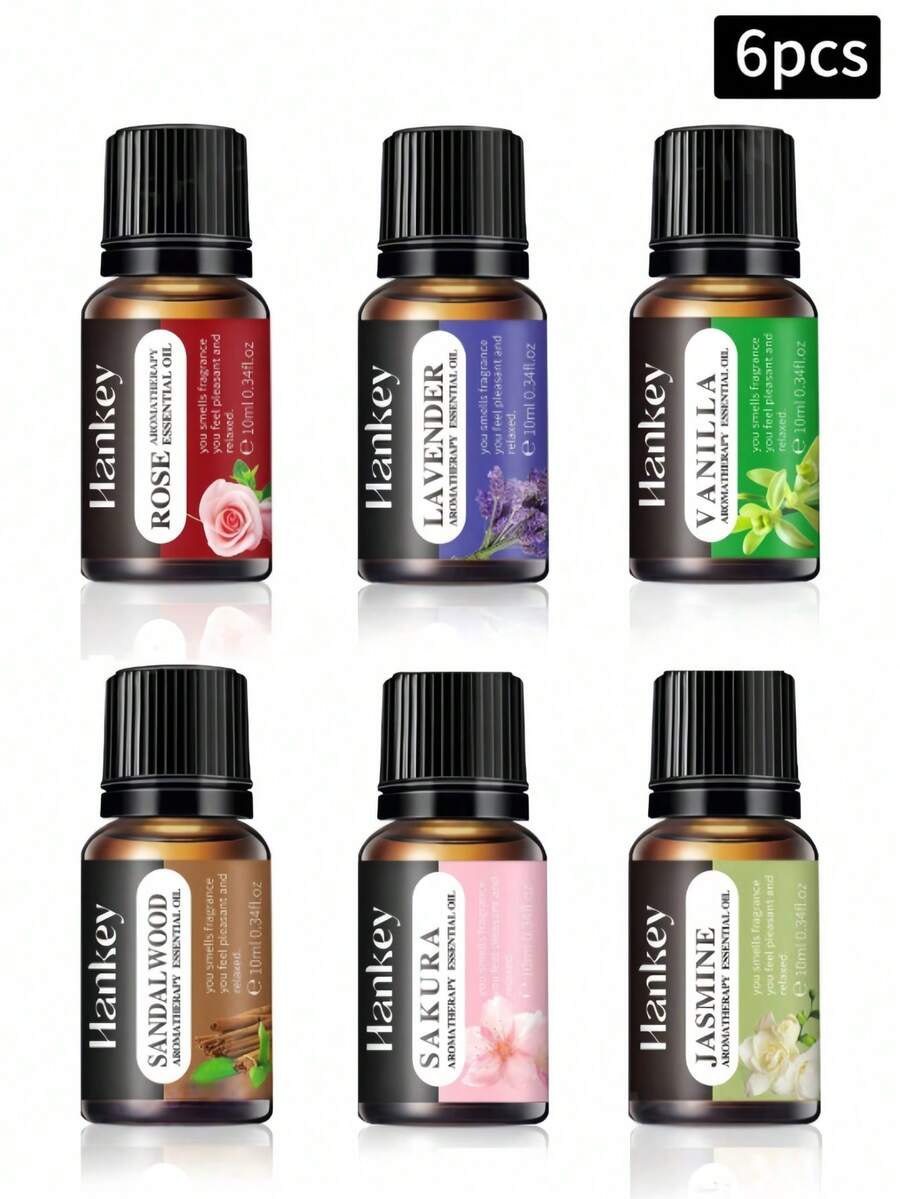 6瓶装香薰精油套装 - 玫瑰、薰衣草、香草、檀香、樱花、茉莉各一瓶，含香薰机、香薰蜡烛、香薰石、加湿器和补充装精油 - 混合香味 - 查看 1