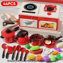 76 piezas Juego de cocina de juguete para niños, apto para niños y niñas, incluye mini estufa, arrocera, frutas, cuchara de revolver, wok, tabla de cortar y utensilios de cocina de simulación musical - Multicolor - Ver 5