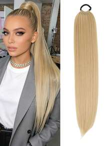 18-32 Inch Ponytail Wig, Multi-Functional Elastic Band Black Ponytail, Long Straight DIY Wrap-Around Ponytail, Soft & Natural Synthetic Ponytail - Multicolor - View 26