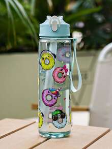 1pc 750ml/26oz Cute Donut Pattern Tumbler Bottle With Straw, 10 Styles Available, Woven Handle, Portable & Durable, Suitable For Outdoor, Travel, Sports, Holiday & Birthday Gift - Multicolor - View 16