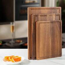 加厚重型长方形硬木砧板 - 易于清洁的厨房和露营砧板，适用于肉类、奶酪、蔬菜、面包 - 开斋节、母亲节、感恩节的理想礼物 - 耐用的家用和户外砧板，食品准备，天然木纹设计，结构坚固，家庭烹饪，切肉，木托盘，可重复使用托盘，木制砧板，肉案板 - 鏽棕色 - 查看 5