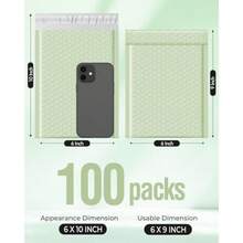 Bubble Mailers 6x10" 100 Pack Mint Green Self-Seal Padded Envelopes Usable Size 6x9" Waterproof Bubble Envelopes Bulk For Small Business Padded Mailers For Mailing Jewelry #0 - 薄荷綠 - 查看 3