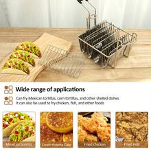 Taco Fryer Basket 4 Shells Taco Shell Fry Basket Stainless Steel Taco Shell Fryer Dishwasher Tortilla Fry Basket With Detachable Rubber Grip Handle For Home Restaurant