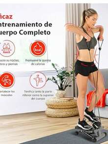 S un ny H ea lth & F itne ss Mini Stepper for Home Exercise, Climber Exercise Machine with Resistance Belt, Optional Twist Movement and Connection to the Free SunnyFit App - Gris - Ver 1