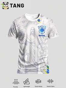 Brazil Statue Special Edition Men's Soccer Jersey & Crew Neck Comfortable Sports Top, Suitable For Match, Football Training, Casual And Holiday Wear, Gift - White - View 2