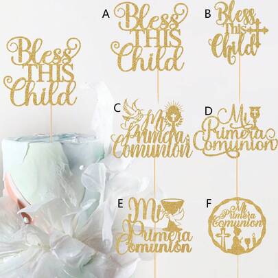 1pc/3pcs/6pcs Gold Paper Cross Cake Topper Perfect For Birthday Wedding Shower Birthday Party Decorations