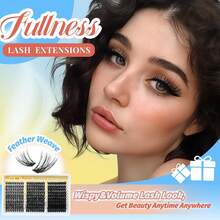 Fluffy Volume Lash Clusters: 300Pcs DIY Individual Eyelashes, 10-18mm D Curl Wispy Extensions (Feather Weave) - Dệt lông vũ - Xem 3
