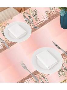 1 pieza Mantel rectangular de color rosa claro, adecuado para fiestas de cumpleaños de niñas, celebraciones de cumpleaños de damas, aniversarios, mantel decorativo, suministros para fiestas de cumpleaños - Rosa Pálido - Ver 6