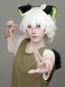 Conjunto de accesorios de cosplay de las Crónicas de la Batalla de Luo Xiaohei, que incluye diadema con orejas de bestia y cola, de textura realista y alta calidad, para una restauración perfecta del personaje. Un regalo divertido y adorable para fans del anime, accesorios de disfraz realistas y cómodos con orejas de gato, ideales para fiestas de gallinas, Pascua o carnaval. - Multicolor - Ver 8