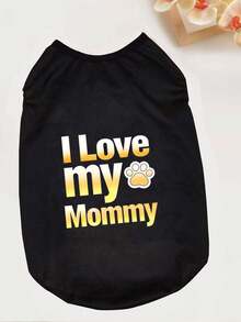 1pc Pet Dog/Cat Sleeveless Vest, Letter Print, Lightweight Summer Pet Clothes, Breathable Pet Vest For Poodle, Teddy, Pug - Black - View 10