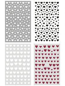4pcs Valentine's Day Nail Art Stickers, Red White Black Heart Pattern, Sliding Style Holiday Stickers, Romantic Gift, Women DIY Nail Art Accessories & Decorations Nails Nail Supplies - Multicolor - View 9
