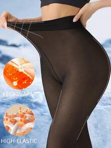 Fleece Lined Thermal Tights Woman Sexy Translucent Pantyhose Slim Winter Warm Thick Velvet Stockings Female Magic Leggings With A Variety Of Colors Suitable For People Of Different Skin Colors - 黑透膚 - 查看 3