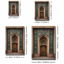 1幅绿色伊斯兰清真寺帆布海报（带框/不带框），穆斯林建筑阿拉伯书法墙面艺术印刷品，中东斋月装饰宗教画，适用于公寓、客厅、卧室、现代家居装饰 - 彩色 - 查看 7