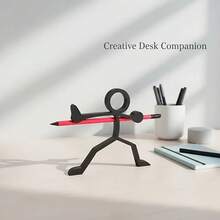 3D Printed 4 Styles Matchstick Man Pencil Holder, Pen Stand, Pen Cup, Desktop Decor, Learning & Office Supplies, Stationery, Desktop Sculpture. Student Gift, Children's Gift, Christmas & New Year Gift. - Multicolor - View 4