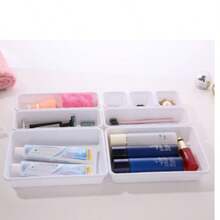 Divided Vanity Makeup Organizer Box, Household Storage Desk Drawer Organizer Box, Desk Organizer Box, Drawer Organizer Box, A Set Of Freely Combinable And Classifiable Desk Organizer Boxes - 1 Set - View 2