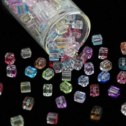 20/43pcs Colorful Candy Cube Glass Beads With Hole, For Jewelry Making DIY Beading, Loose Beads Accessories, Clothing Supplies