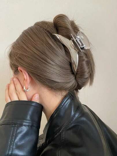 极简金属弧形不规则女士发爪夹，优质材料，适合全头或半头造型，发饰夹，优雅、时尚、精致、别致、Y2K风、辣妹风、甜美风、酷女孩风、大学生风，日常佩戴，派对、度假、节日活动，送给女孩女士的时尚发饰礼物