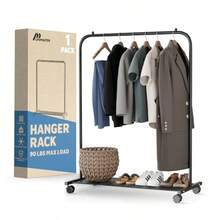 Lifemaster - Perchero de aleación de acero Paquete de 1 versátil amplio espacio de almacenamiento montaje simple ropa para colgar y ropa con ruedas color - 1 paquete - Ver 8