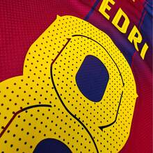 8# Pedri 25-26 Season Home Short SleeveSoccer Jersey Fans Version Red BlueFootball Jersey - Red and blue - 查看 3