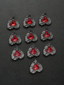 10pcs/Set Vintage Asymmetrical Textured Crystal Glass Metal Heart Shaped Buttons, Elegant For Coats, Sweaters, Uniforms, Suits, DIY Shoes, Hats, Bags, Jewelry Accessories - Multicolor - View 15