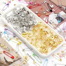 Caja de 145 broches de  dorados de 2.2 cm, herramientas de costura y accesorios para DIY, agujas de metal plateadas, broches de  grandes, pequeños broches, accesorios para ropa. - Dorado - Ver 8