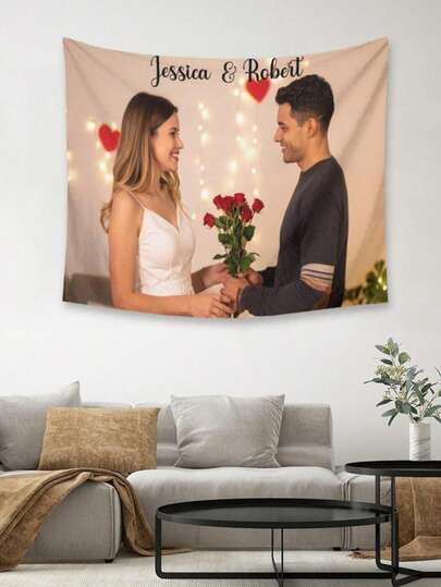 تابستري صور مخصصة - خلفية جدار للزوجين الشخصية، هدية فريدة لعيد الحب، ديكور جداري للذكرى السنوية مع الاسم