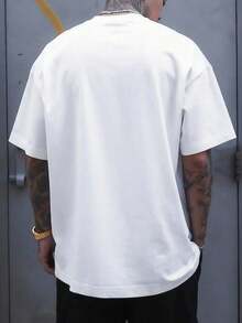 1pc Men's T-Shirt, New Summer Design With Heart Print, Casual Sports Versatile Top, Ideal Valentine's Day Gift - White - View 2