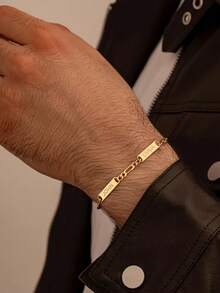 1pc Personalized Multi Name Bracelet, Customized Carving 1-4 Name Bracelets, Dad Bracelet With Child Name, Personalized Multi Name Bracelet, Stainless Steel Laser Carving Name Bracelet, Halloween Jewelry, Wife's Gift To Husband, Family Gift, Birthday, Halloween, Christmas Gift - Multicolor - View 5