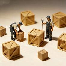 1:87 Scale 3D Printed Miniature Wooden Crates, Sand Table Scene Model Props, HO Scale Train & Building Model Layout Accessories, DIY Materials - Khaki - View 2