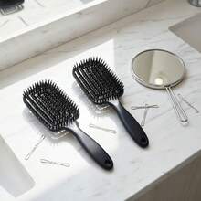 Hair Detangler Brush, Lightweight And Ergonomic, Convenient Size, Suitable For All Curl Types , Valentines Day Gift For Women For Quick Styling - màu đen - Xem 1