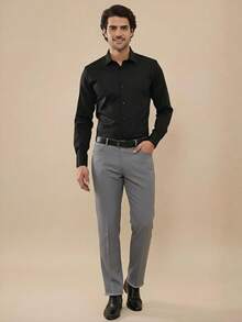 Men's 2-Piece Set - Men's Tailored Slim Fit Executive Polyester Dress Pants, Classic Formal, Lightweight And Stylish. - Trắng và Xám nhạt - Xem 4