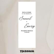 1 pieza Cartel de bienvenida de boda personalizado con nombres y fecha, carteles de boda de lino personalizados, decoración de boda bohemia, pancarta de tela para eventos, despedida de soltera - Multicolor - Ver 16