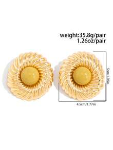 2pcs/Set Bohemian Geometric Circle Textured Fashion Earrings, Luxurious Elegant For Party, Casual, Vacation, Couple Date, Women's Holiday Birthday, Versatile Jewelry Gift - Earring - View 4