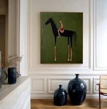 1 Pc 2D Print Canvas Painting,Horse Art Neutral Home Decorpainting Large Green Minimalist Canvas Brown Abstract Horse Rider Figure Painting Vintage Equestrian Wall Art , Wooden Framed Art,High Quality ,Thickness 2. 25cm/1inch Wall Art Prints Poster Direct Hanging Decor For Home Gifts,Living Room, Bathroom, Bedroom, Kitchen,Bar,Office - Nhiều màu - Xem 4
