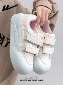 1 đôi giày nữ WARRIOR đế dày buộc dây, đế mềm, giày bệt cổ thấp ngoài trời, mũi tròn, gót thấp, chống trượt, màu trơn, thanh lịch, đế mềm, thích hợp cho học sinh, chụp ảnh tốt nghiệp, giày bệt, giày thể thao trượt ván cổ thấp bằng da. - Gạo/Mặt Trăng Xanh - Xem 6