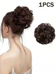 El material es fibra química de seda mate resistente al calor y contiene la mayoría de los colores del comercio exterior. El trabajo requiere rizado y alto volteo. La cortina rizada no se enrolla directamente en la cuerda elástica, sino que se cose talla grande firmemente en la cuerda elástica, lo que hace que el peinado sea talla grande estable. El modelo fue tomado por el modelo invitado (color de cabello: negro natural, marrón claro, marrón oscuro, negro amarronado). - Multicolor - Ver 11