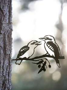 1件金属鸟形装饰品 - 创意户外花园庭院装饰，铁艺树枝艺术品，适合春季栅栏装饰 - 彩色 - 查看 4