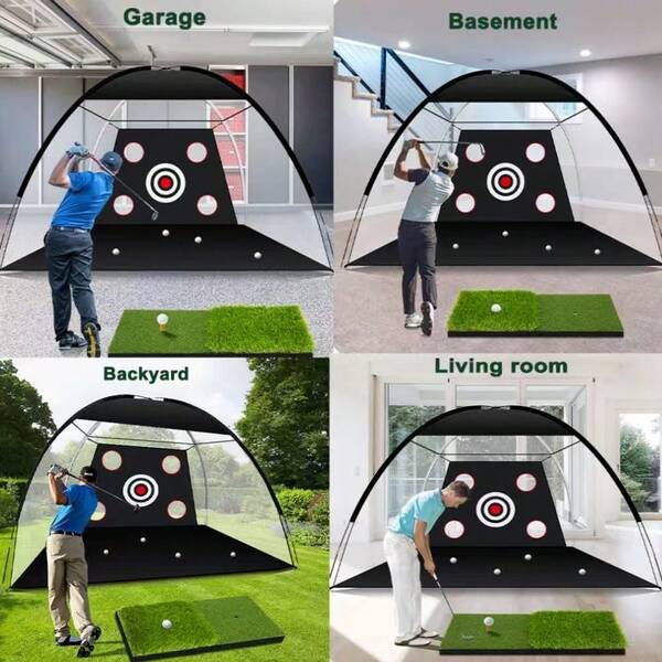 10ft X 7ft Golf Practice Net With Carry Bag, Multi-Functional Training Aid Tool For Indoor/Outdoor Swing And Tee, Ideal Gift For Golfers & Enthusiasts