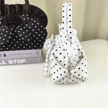 Korean Style Bow Detail Polka Dot Small Bag - Best Valentine Gift,Cute Black & White Handbag For Phone & Essentials - Coffee Brown - View 5