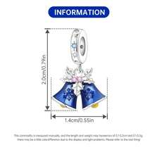 CYMYSS 1 件圣诞雪花铃铛吊坠珠，镀铜银材质，镶嵌立方氧化锆，女士吊坠饰品，冬季及圣诞节节日珠宝礼物