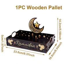 1 chiếc khay gỗ màu đen và vàng cho lễ hội Trăng non, hộp đựng đồ ăn nhẹ và đồ uống bằng gỗ cho tiệc sao, hộp đựng bánh ngọt và tráng miệng, lễ Eid Al-Fitr. - Nhiều màu - Xem 9