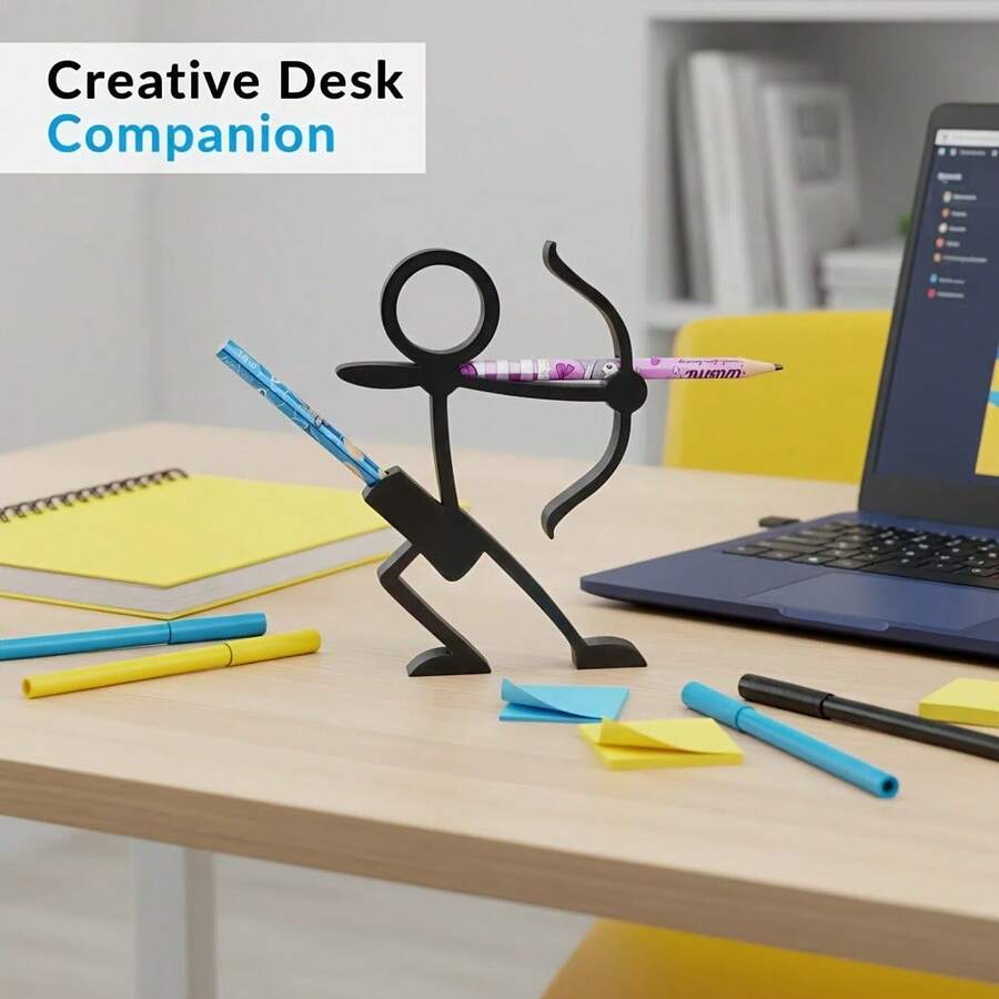 3D Printed 4 Styles Matchstick Man Pencil Holder, Pen Stand, Pen Cup, Desktop Decor, Learning & Office Supplies, Stationery, Desktop Sculpture. Student Gift, Children's Gift, Christmas & New Year Gift. - Multicolor - View 1