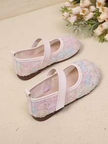 1 Đôi giày bệt công chúa Mary Jane ngọt ngào cho bé gái, trang trí ren hoa hồng ombre 3D, chất liệu lưới thoáng khí và da PU mềm mại, đế cao su chống trượt, mũi tròn, khóa dán, gót thấp, thích hợp cho đi học hàng ngày, tiệc sinh nhật, đám cưới, kỳ nghỉ và biểu diễn sân khấu. - Hồng - Xem 5