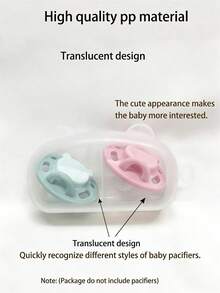 2-Slot Portable Baby Pacifier Case, Pacifier Holder Box For Travel And Outdoor, Transparent Pacifier Storage Container (Pacifiers Not Included)