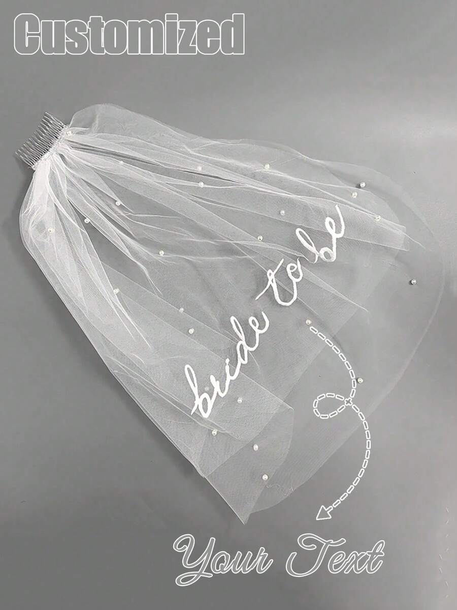 1件定制新娘头纱,求婚头纱,女士婚礼配饰,可定制姓名和个性化文字,优雅白色头纱,适合单身派对,双层白色字母头纱配发梳,摄影道具,浪漫风格,创意婚礼礼物,求婚礼物,情人节礼物,婚礼装饰,精致,高品质定制,极具吸引力,时尚 - 彩色 - 查看 1